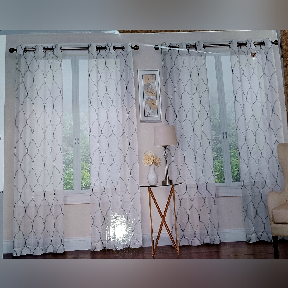 8 Piece Emoroidered Sheer Window Sets